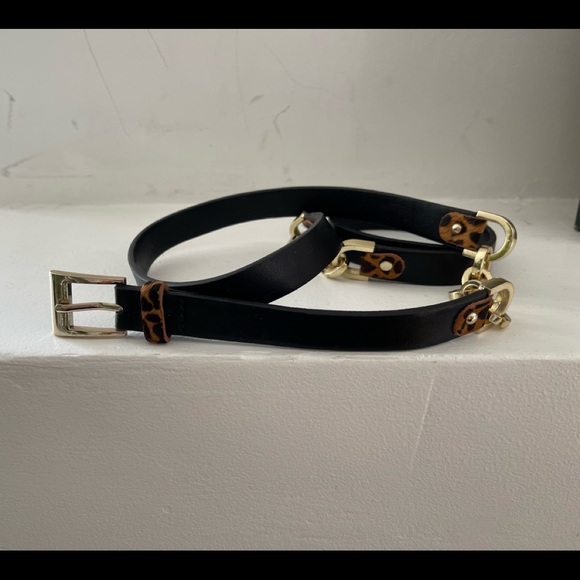Black and leopard print belt with gold hardwear - Picture 2 of 2